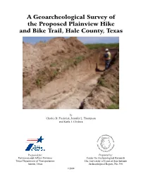 Results of Geoarcheological Survey Trenching and New Observations on the Late Quaternary Stratigraphy of Running Water Draw