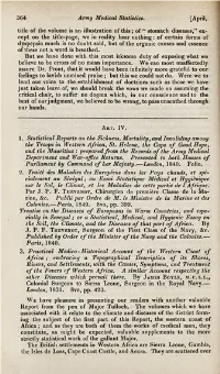 Statistical Reports on the Sickness, Mortality, and Invaliding Among the Troops in Western Africa, St