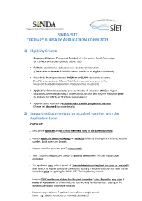 2021 SINDA-SIET Tertiary Bursary Application Form