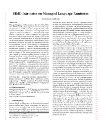 SIMD Intrinsics on Managed Language Runtimes