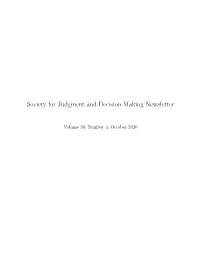 Society for Judgment and Decision Making Newsletter