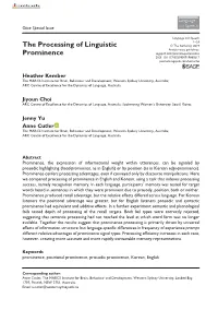 The Processing of Linguistic Prominence