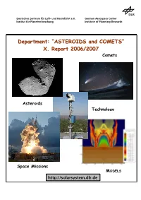 Department: “ASTEROIDS and COMETS” X. Report 2006/2007