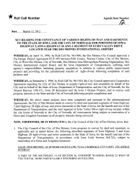 Department of Transportation, in Accordance with Iowa Code Section 364.7(3), Subject to Reservation of a Noise and a Vigation Easement