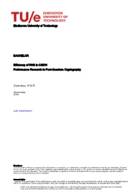 Eindhoven University of Technology BACHELOR Efficiency of RNS in CSIDH Performance Research in Post-Quantum Cryptography Dorenbo