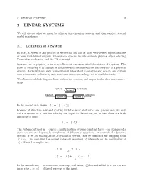 Linear Systems 2 2 Linear Systems