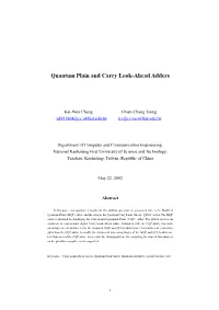 Quantum Plain and Carry Look-Ahead Adders