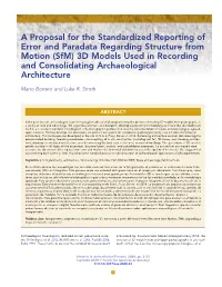 (Sfm) 3D Models Used in Recording and Consolidating Archaeological Architecture