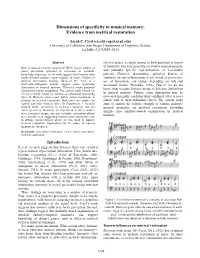 Dimensions of Specificity in Musical Memory: Evidence from Metrical Restoration