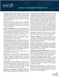 Glossary of Sustainable Investment Terms