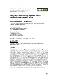 Language Use and Language Attitudes of Sumbawanese Speakers in Bali