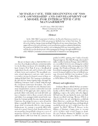 Mcfails Cave, the Beginning of NSS Cave Ownership and Development of a Model for Interactive Cave Management