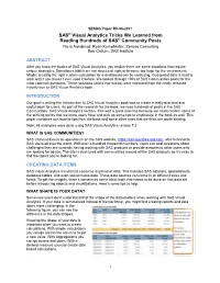 SAS Visual Analytics Tricks We Learned From