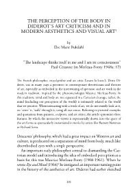 The Perception of the Body in Diderot's Art Criticism and in Modern Aesthetics and Visual Art1
