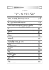 Annexure I Sampling and Analysis Charges of the Wbpcb Laboratories