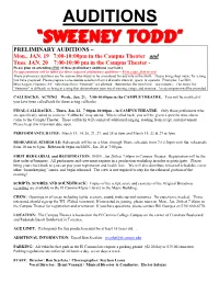 Auditions “Sweeney Todd”