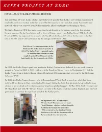 Found: a Clue to Kafka’S Missing Treasure