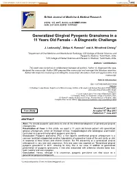 Generalized Gingival Pyogenic Granuloma in a 11 Years Old Female – a Diagnostic Challenge