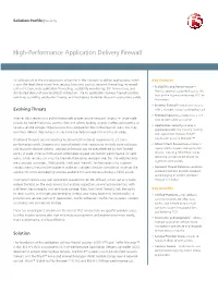 High-Performance Application Delivery Firewall