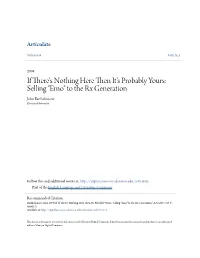 If There's Nothing Here Then It's Probably Yours: Selling "Emo" to the Rx Generation John Bartholomew Denison University