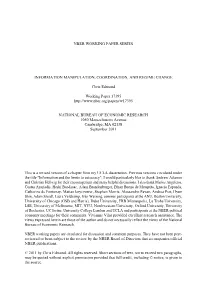 Nber Working Paper Series Information Manipulation