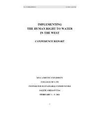 Implementing the Human Right to Water in the West
