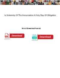 Is Solemnity of the Annunciation a Holy Day of Obligation
