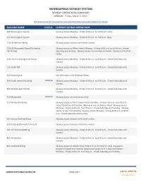 MINNEAPOLIS SKYWAY SYSTEM SKYWAY OPERATIONS SUMMARY VERSION: Friday, March 5, 2021