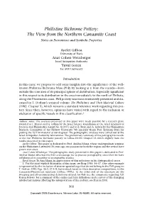 Philistine Bichrome Pottery: the View from the Northern Canaanite Coast Notes on Provenience and Symbolic Properties