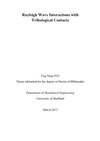 Rayleigh Wave Interactions with Tribological Contacts