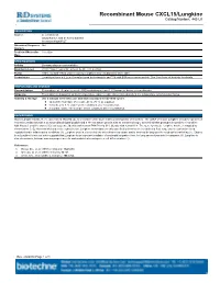Recombinant Mouse CXCL15/Lungkine Catalog Number: 442-LK