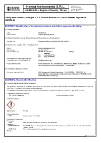 Sulphur Dioxide, Titrant Page N