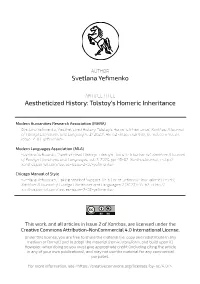 Tolstoy's Homeric Inheritance