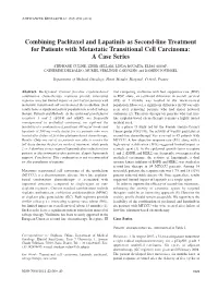 Combining Paclitaxel and Lapatinib As Second-Line Treatment for Patients with Metastatic Transitional Cell Carcinoma: a Case Series