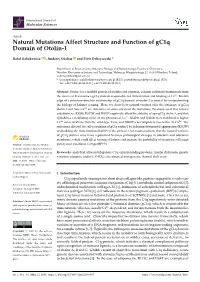 Natural Mutations Affect Structure and Function of Gc1q Domain of Otolin-1