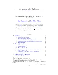 New York Journal of Mathematics Lang's Conjectures, Fibered