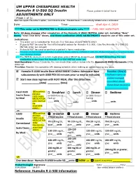 Reference: Humulin R U-500 Information