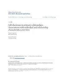 Self-Disclosure in Intimate Relationships: Associations with Individual and Relationship Characteristics Over Time Susan K