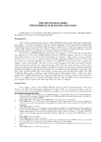 The Mycenaean Bard: the Evidence for Sound and Song*