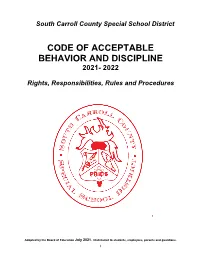 Code of Acceptable Behavior and Discipline 2021- 2022