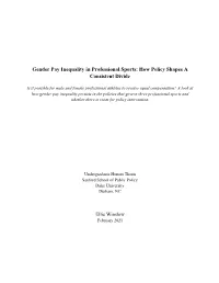 Gender Pay Inequality in Professional Sports: How Policy Shapes a Consistent Divide