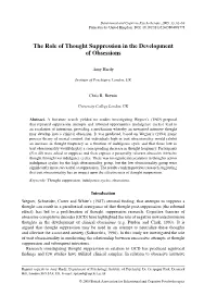 The Role of Thought Suppression in the Development of Obsessions
