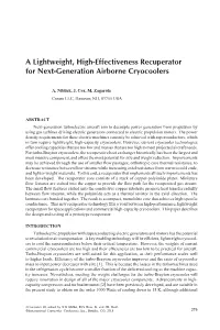 A Lightweight, High-Effectiveness Recuperator for Next-Generation Airborne Cryocoolers