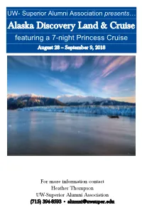 Alaska Tour August 2018 Registration Form and Brochure