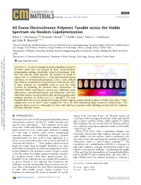 All Donor Electrochromic Polymers Tunable Across the Visible Spectrum Via Random Copolymerization Dylan T