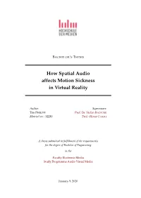 How Spatial Audio Affects Motion Sickness in Virtual Reality