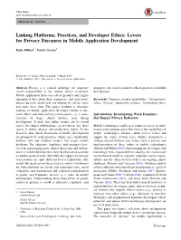 Linking Platforms, Practices, and Developer Ethics: Levers for Privacy Discourse in Mobile Application Development