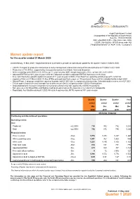 Quarter 1 2020 GROUP - Operating and Financial Review