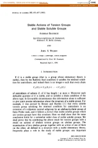 Stable Actions of Torsion Groups and Stable Soluble Groups