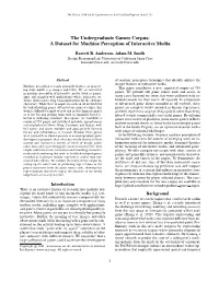 The Undergraduate Games Corpus: a Dataset for Machine Perception of Interactive Media